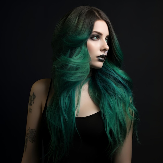 Vamp djevojka zelene kose